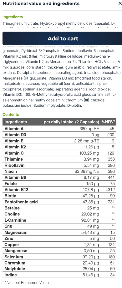 Supz Multi Supreme - Active B vitamins, trace elements, carnitine and Q10 + D3/K2